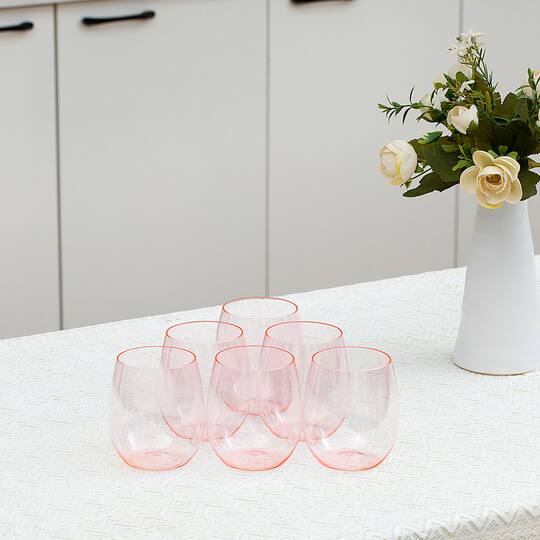 11.5oz. Pink Plastic Wine Glasses by Celebrate It™, 8ct.
